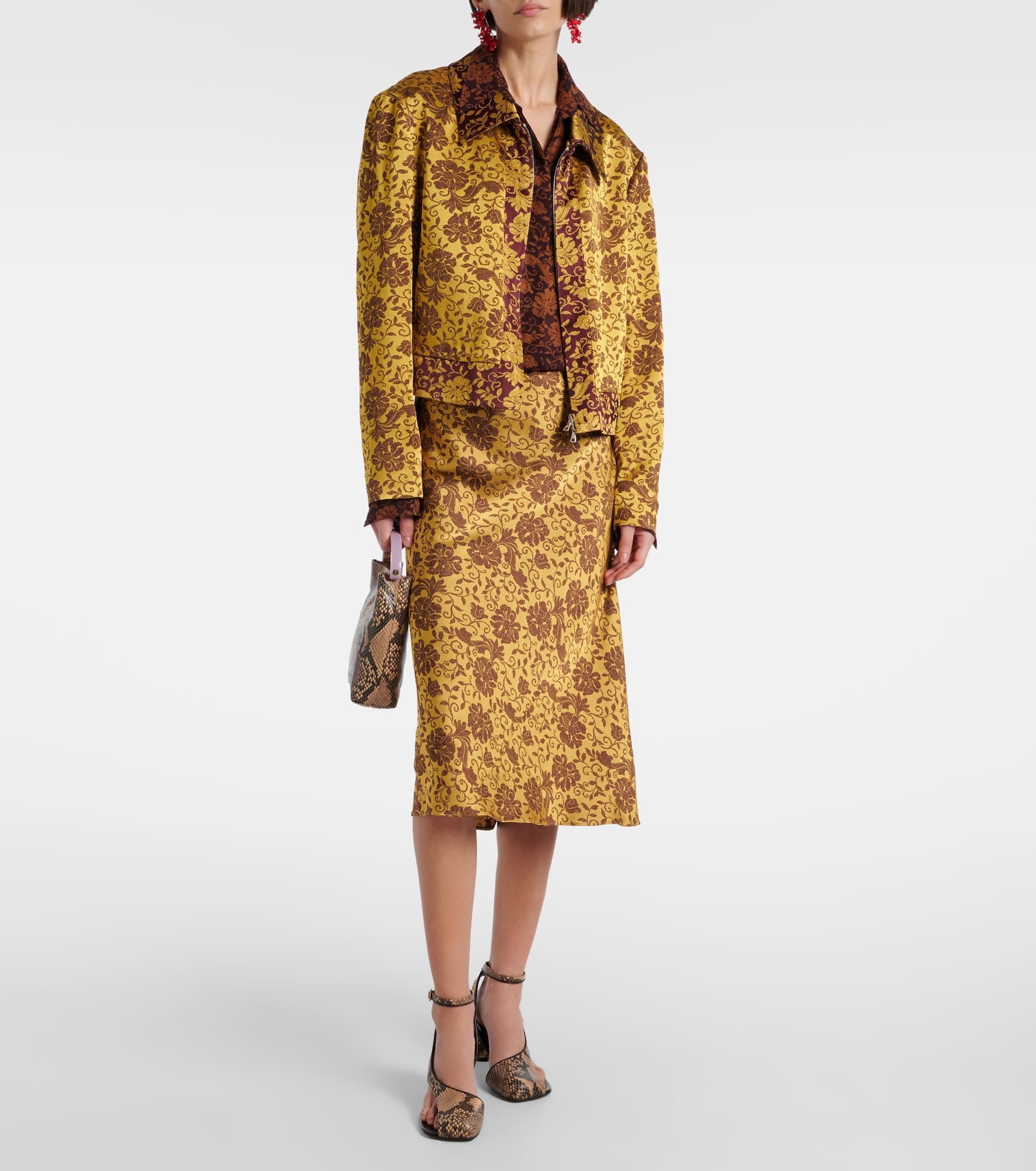 Floral jacquard pencil skirt - 2