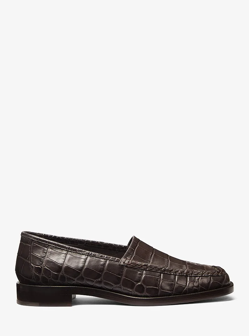 Carolyn Crocodile Embossed Leather Loafer - 1