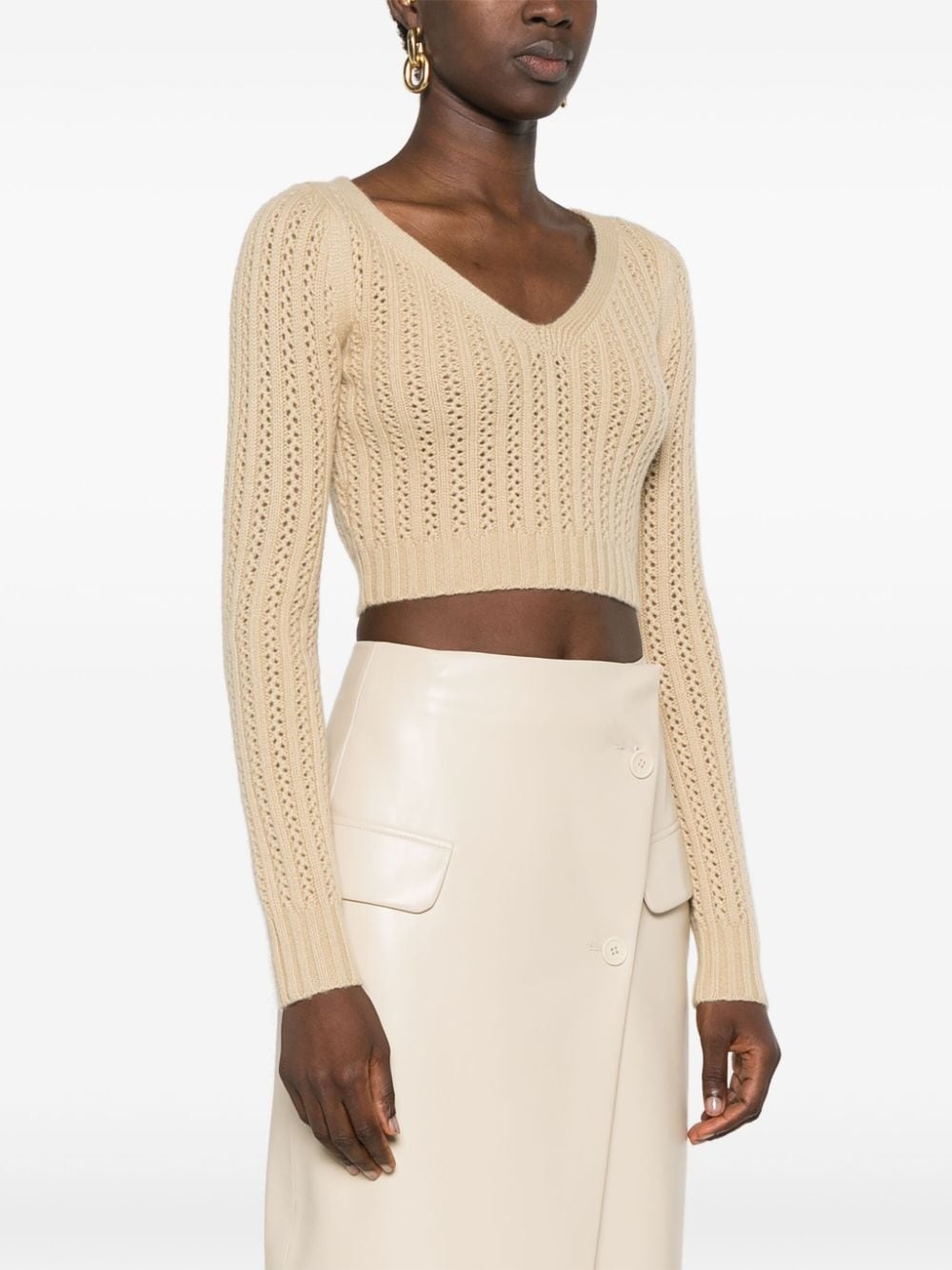 cropped open-knit jumper - 3