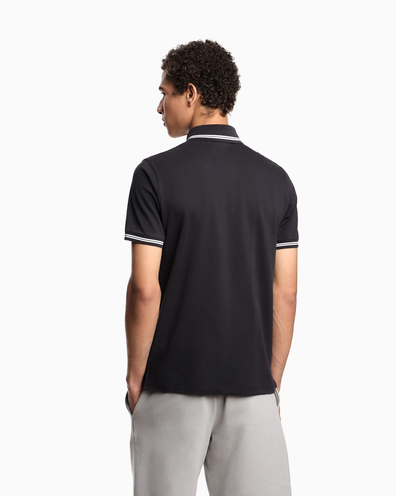 PIQUÉ POLO SHIRT WITH PIPED COLLAR - 3
