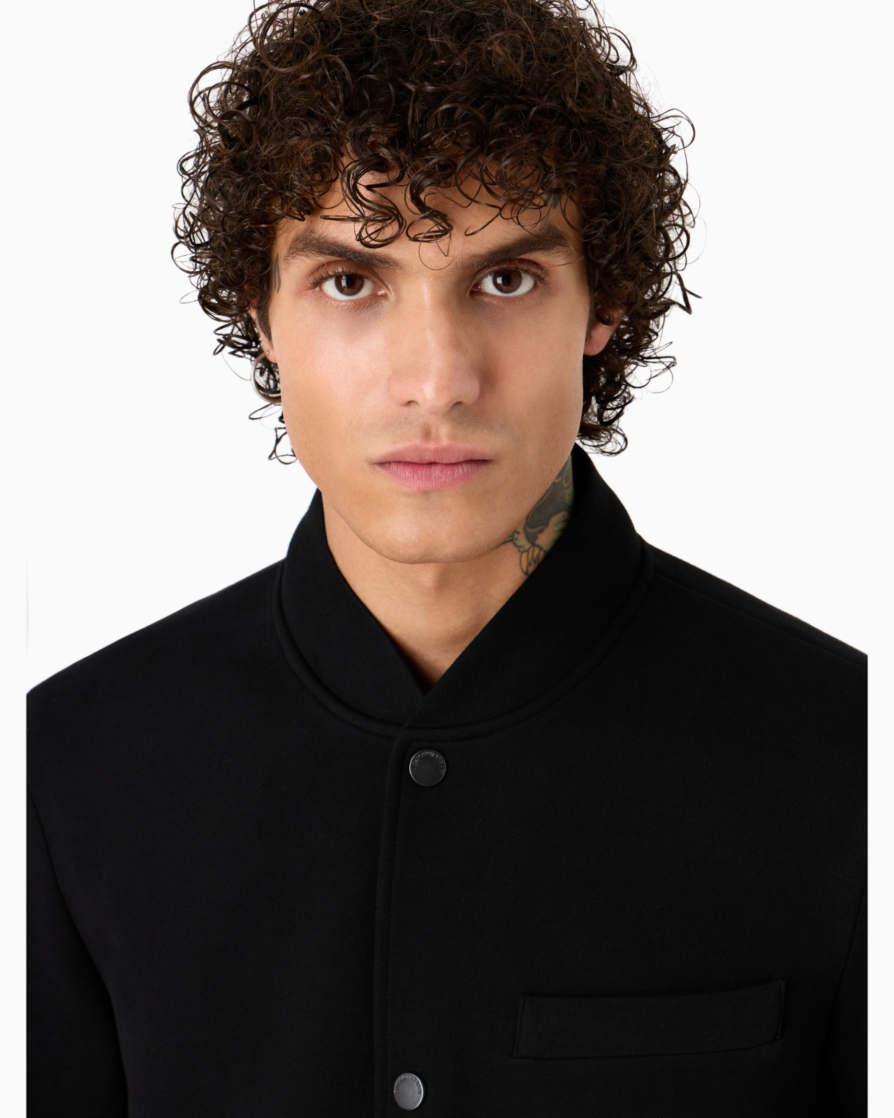 Piqué jersey-fleece jacket with press studs - 5
