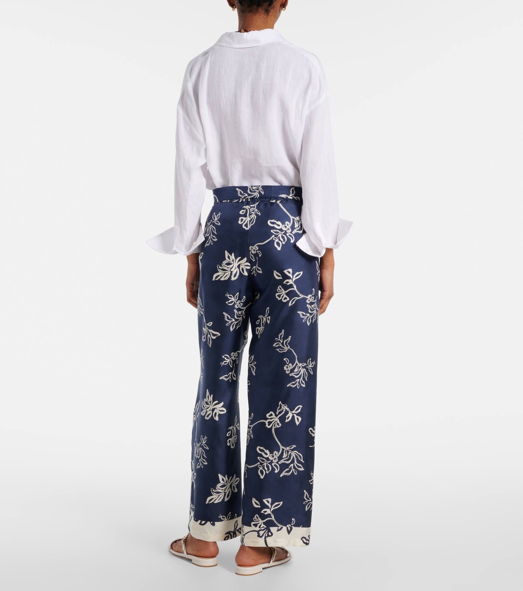 Cinzia high-rise silk wide-leg pants - 3