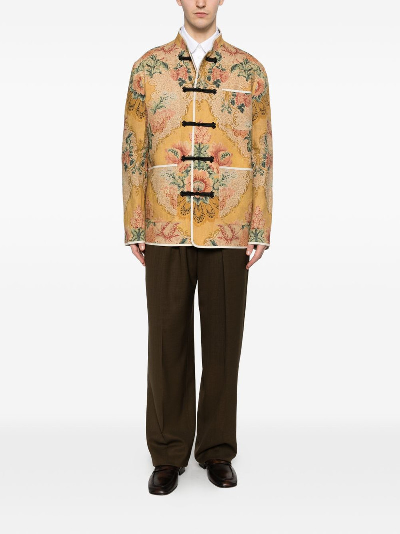 Valentino floral-print frog-closure jacket outlook