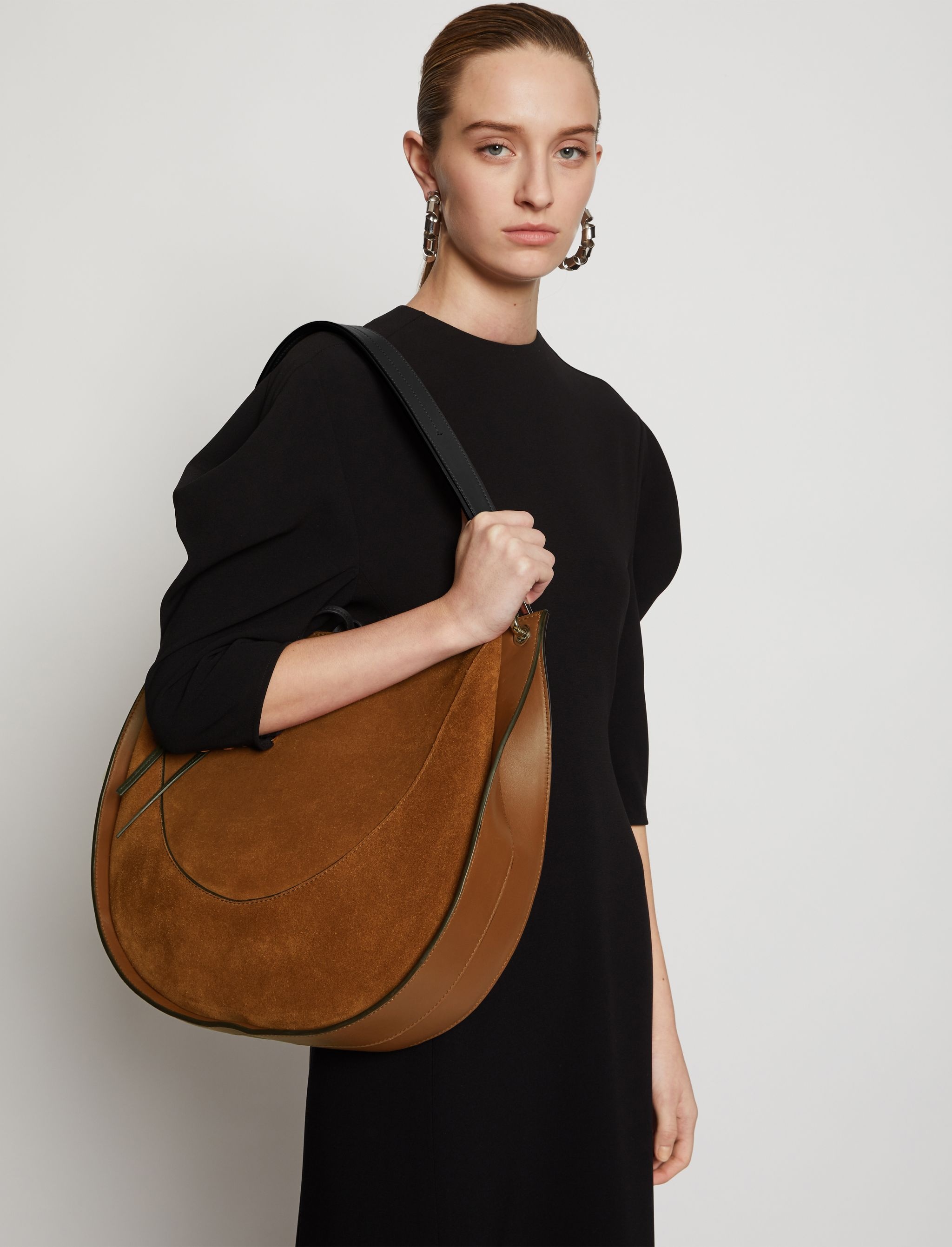 Large Arch Suede Shoulder Bag - 3