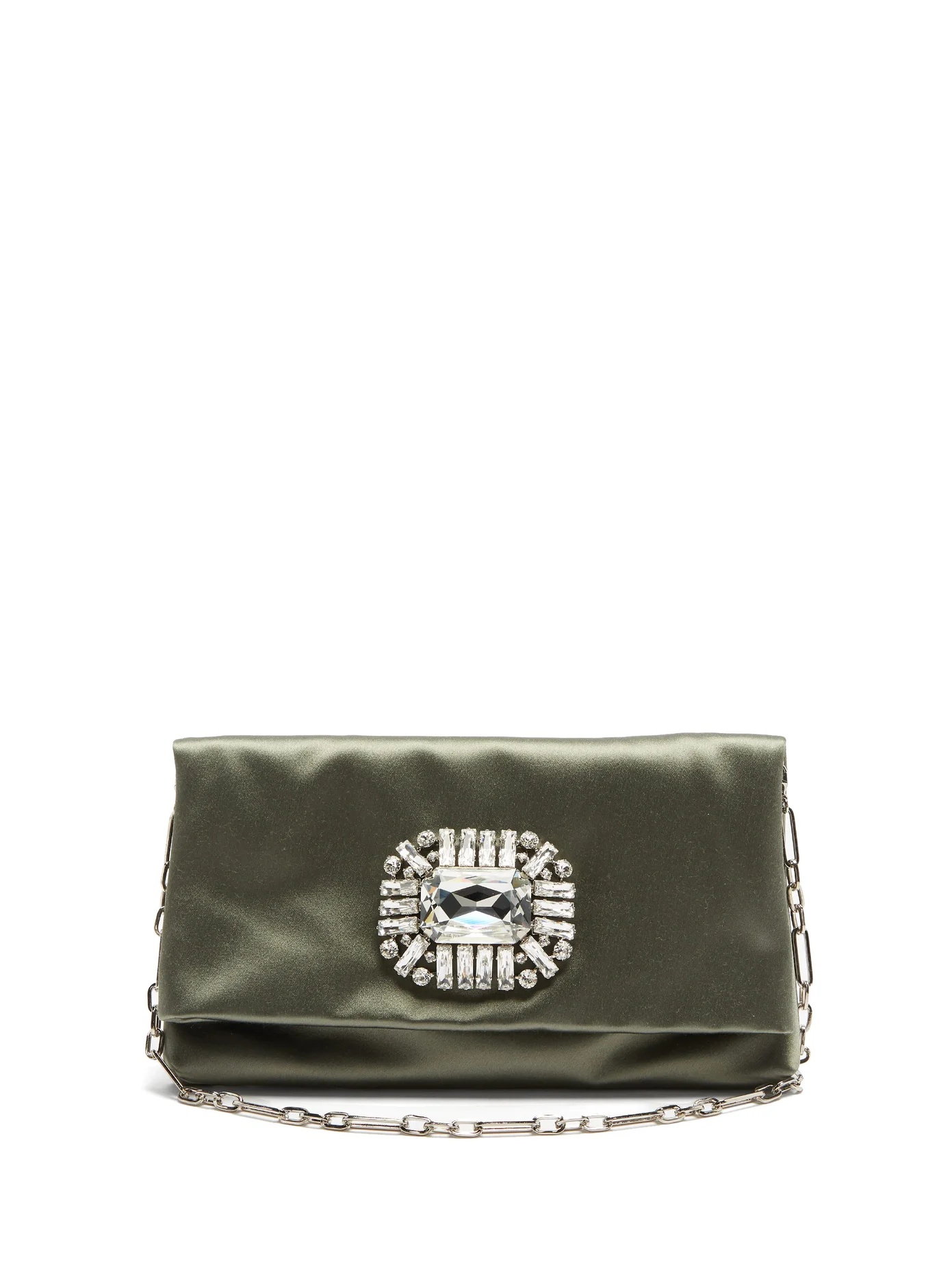 Titania crystal-embellished satin clutch - 1