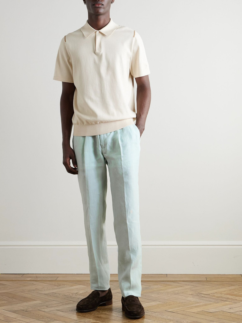 RUBINACCI Straight-Leg Linen Drawstring Trousers Blue outlook