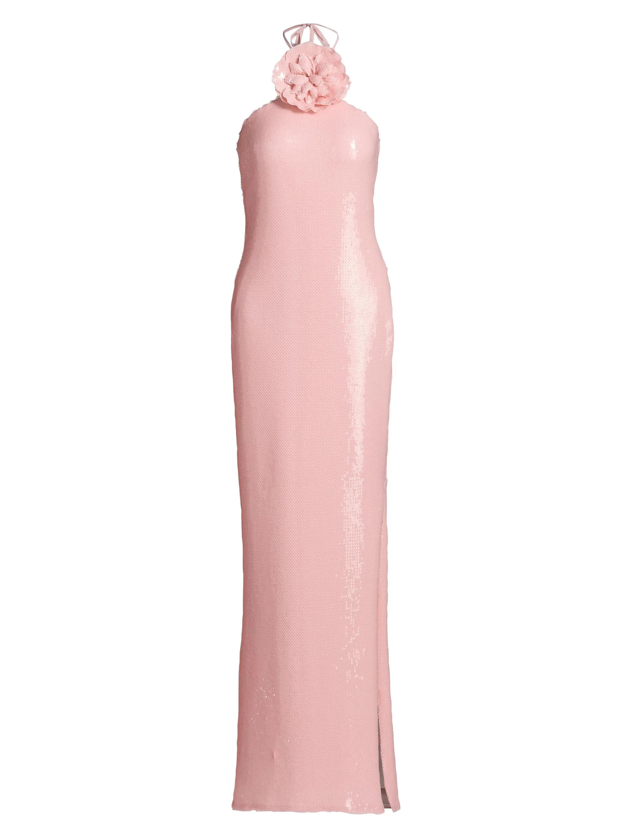 Women's Sequined Floral Halter Cocktail Dress - Pink - 1