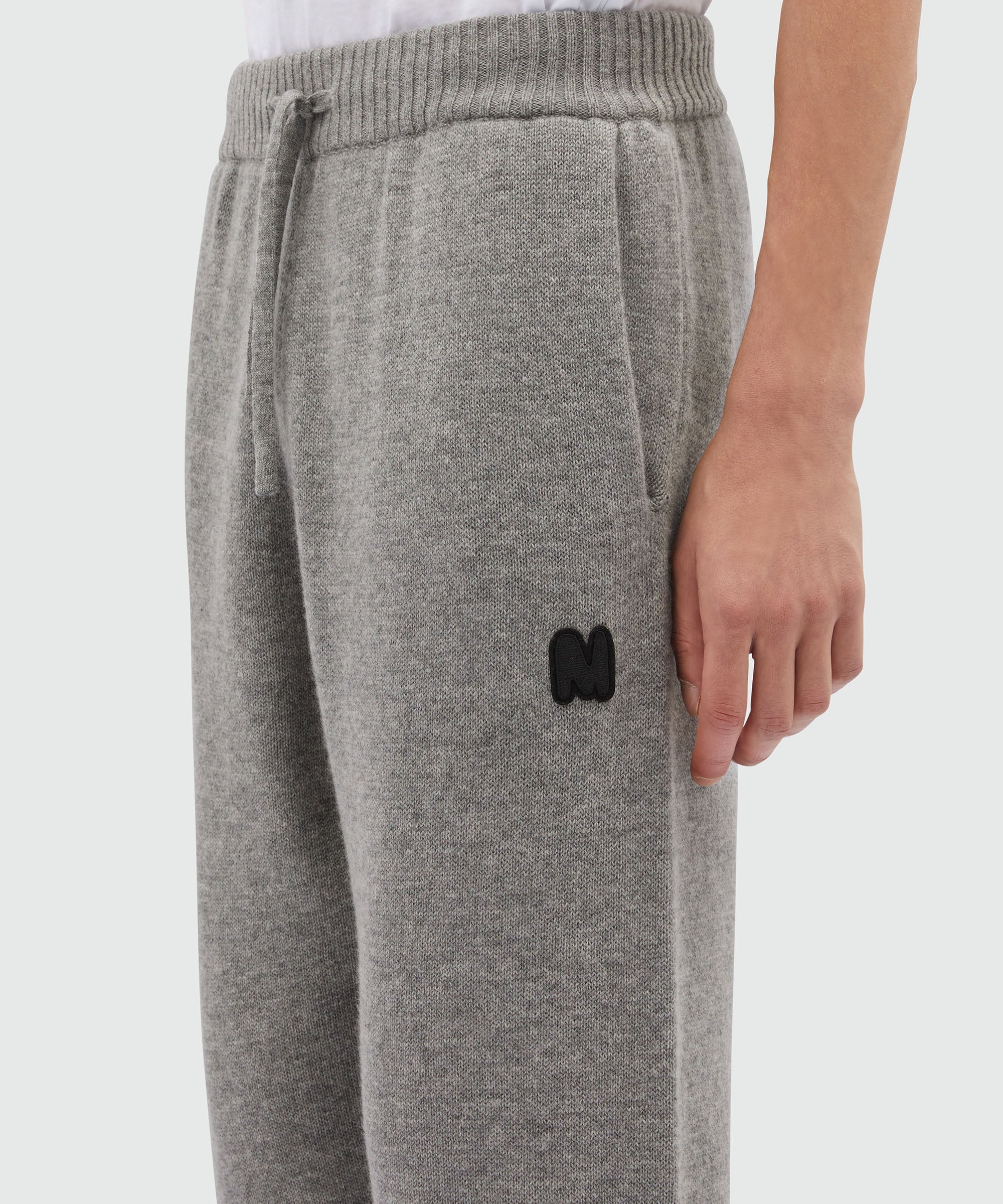 Grey melange blended cashmere jogging pants - 5