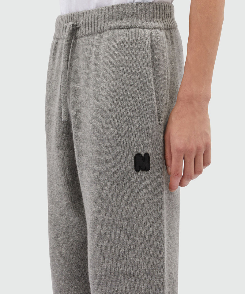 Grey melange blended cashmere jogging pants 5