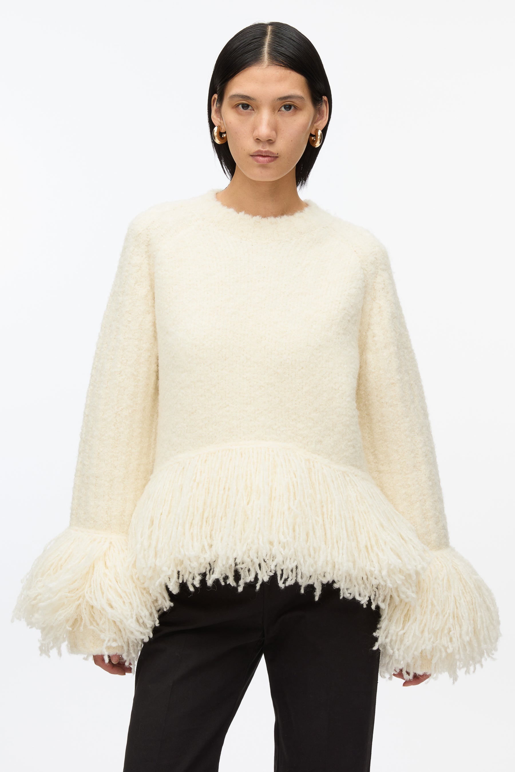 Boucle Fringe Knit Crewneck - 3