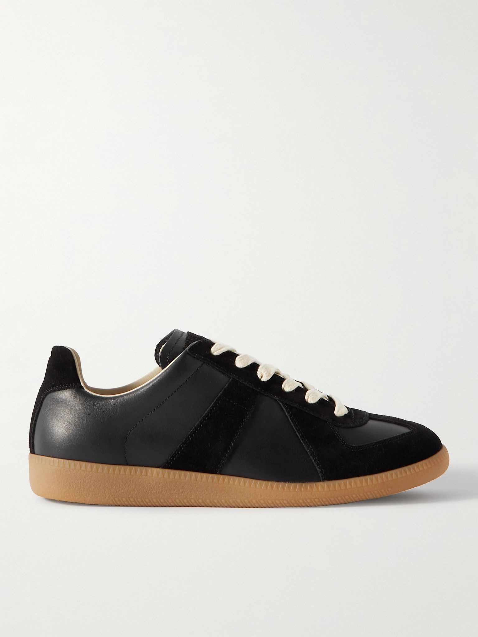 Replica Leather and Suede Sneakers Black - 1