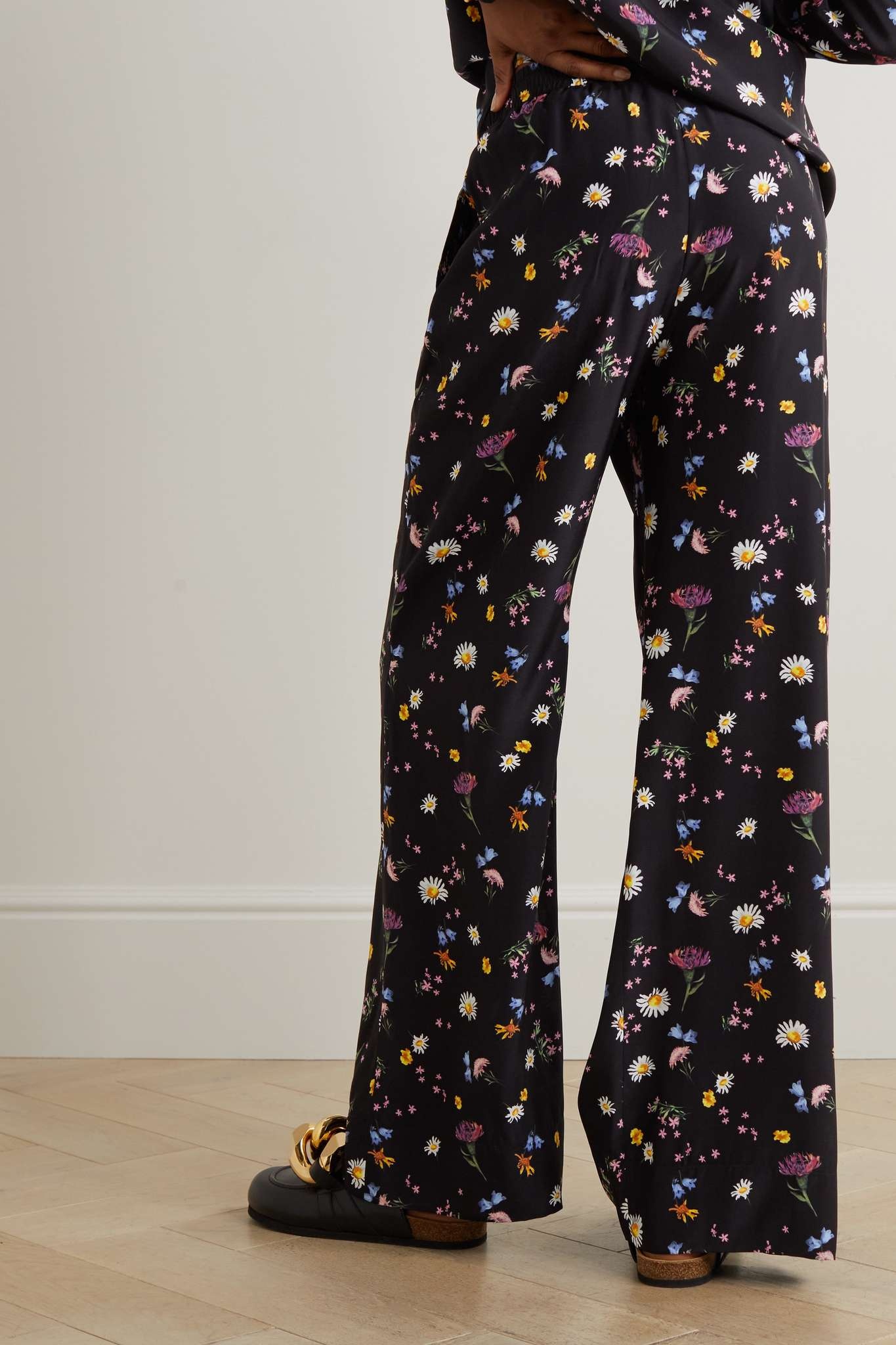 Floral-print silk wide-leg pants - 3