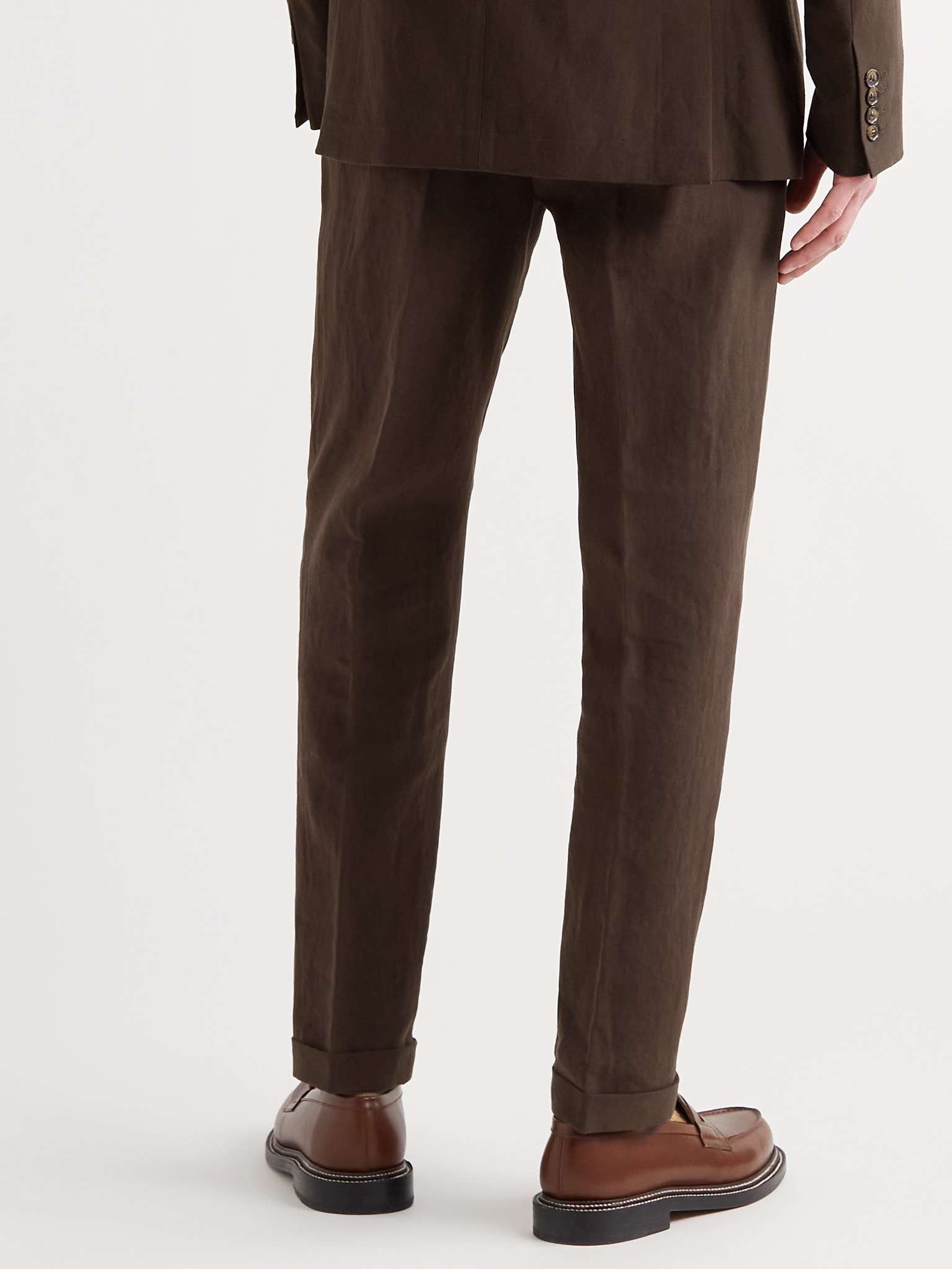 Slim-Fit Tapered Pleated Linen Suit Trousers - 4