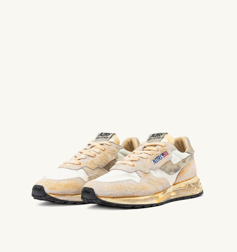AUTRY REELWIND SUPER VINTAGE SNEAKERS IN NATURAL NYLON AND SUEDE outlook