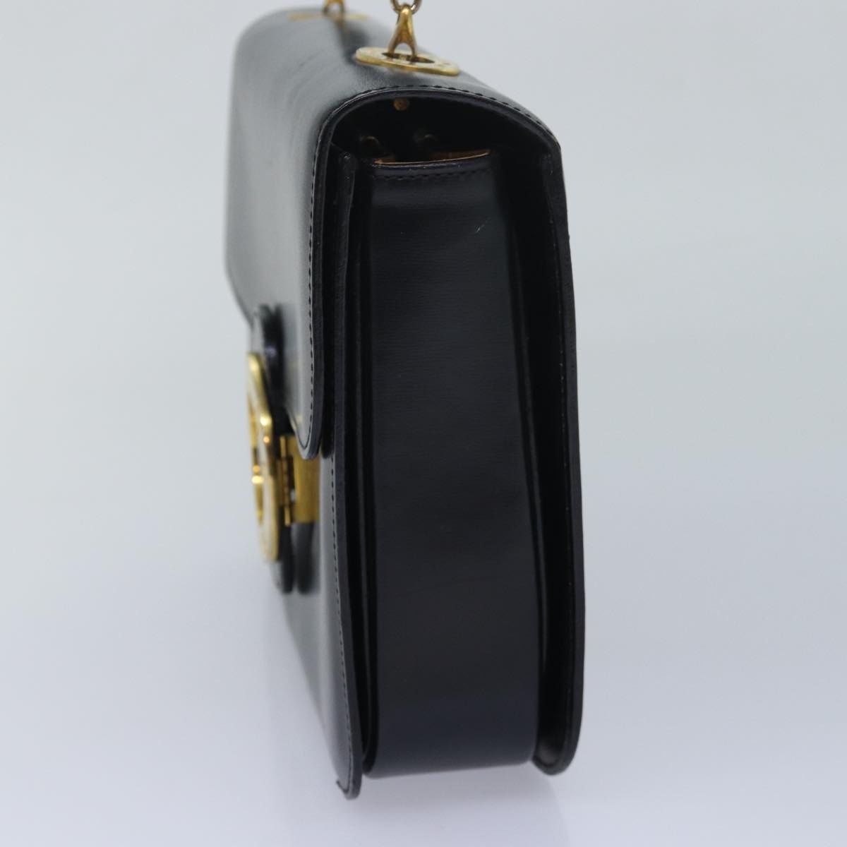 CELINE Circle Hand Bag Leather Black - 4