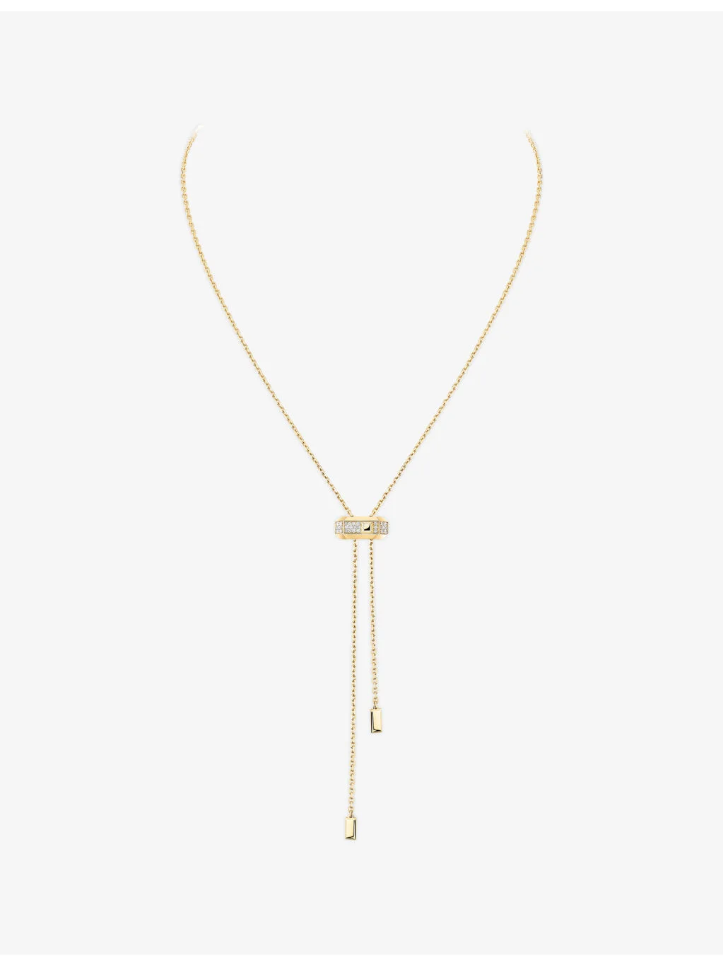 Moderniste Pave Tie 18ct Gold And 0.10ct Diamond Necklace - 1