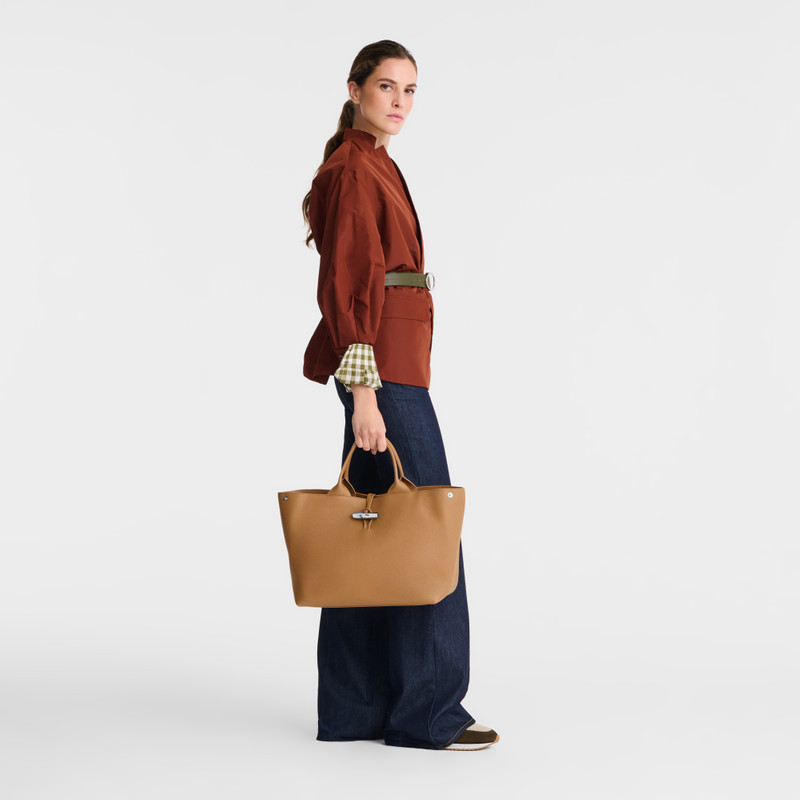 Longchamp Le Roseau L Handbag Walnut - Leather outlook