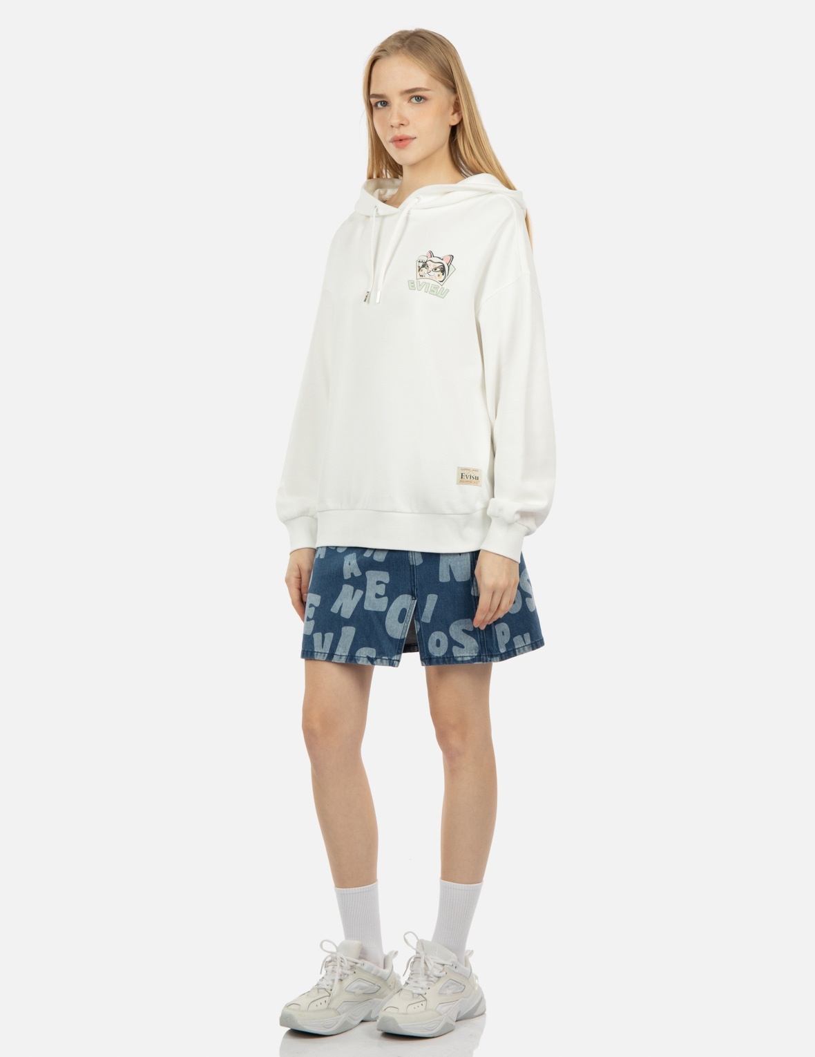 “FORTUNE CAT AND DARUMA” DOUBLE DAICOCK PRINT HOODED SWEATSHIRT - 4