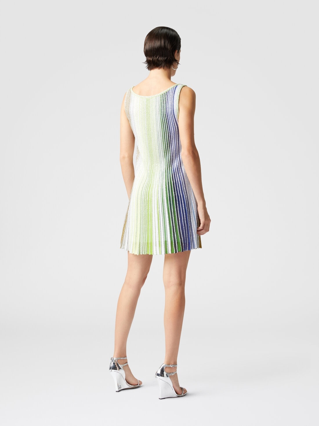 Striped flared mini-dress with sequins - 3