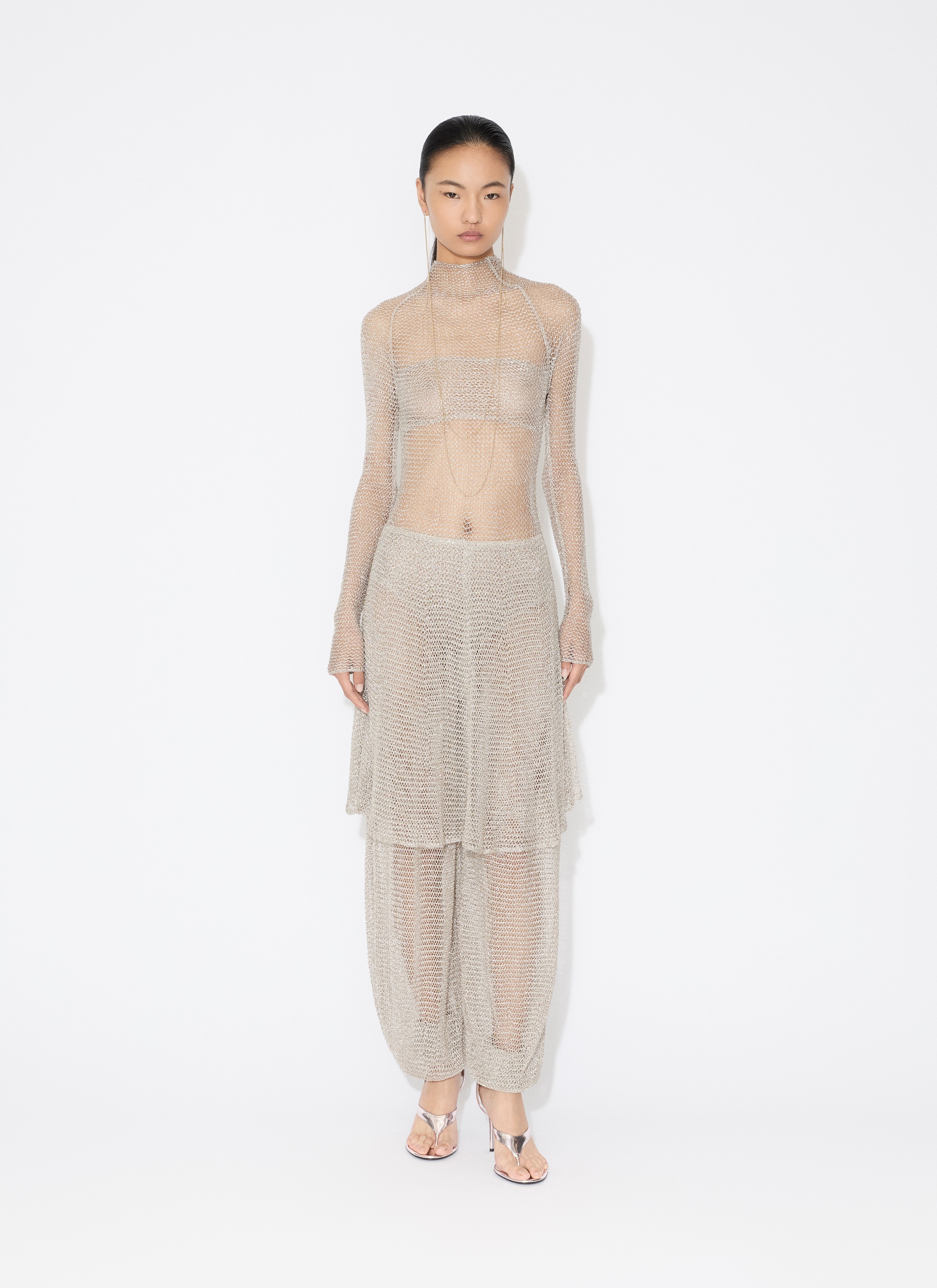 MESH KNIT BALLOON PANTS - 2
