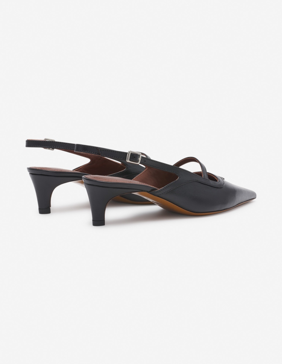 LEATHER POINTY SLING BACK - 4