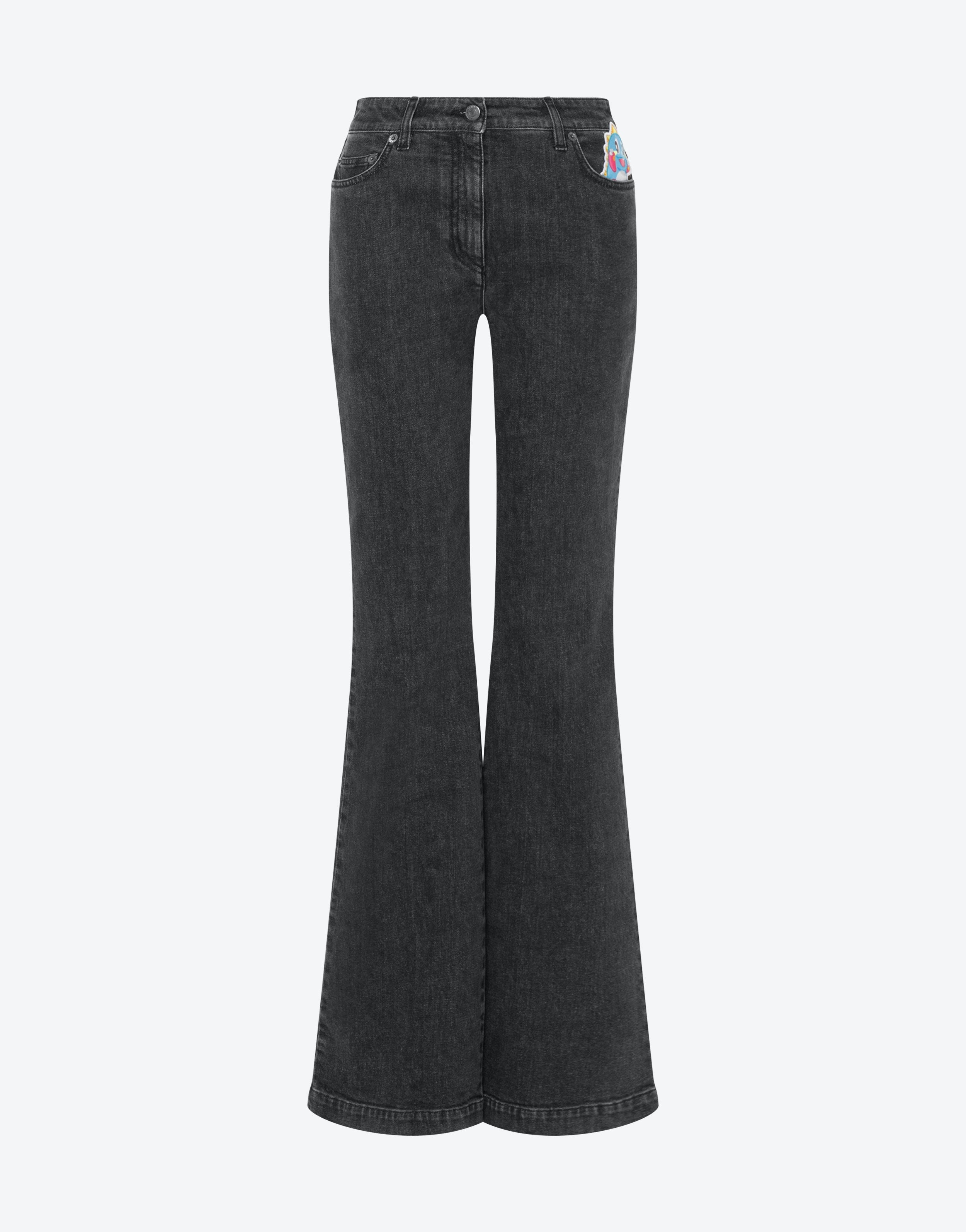 BUBBLE BOBBLE BLACK DENIM TROUSERS - 1