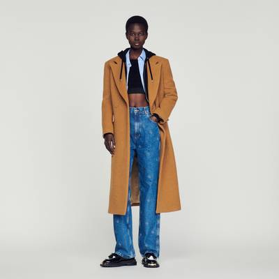 Sandro Straight-cut brushed wool coat outlook