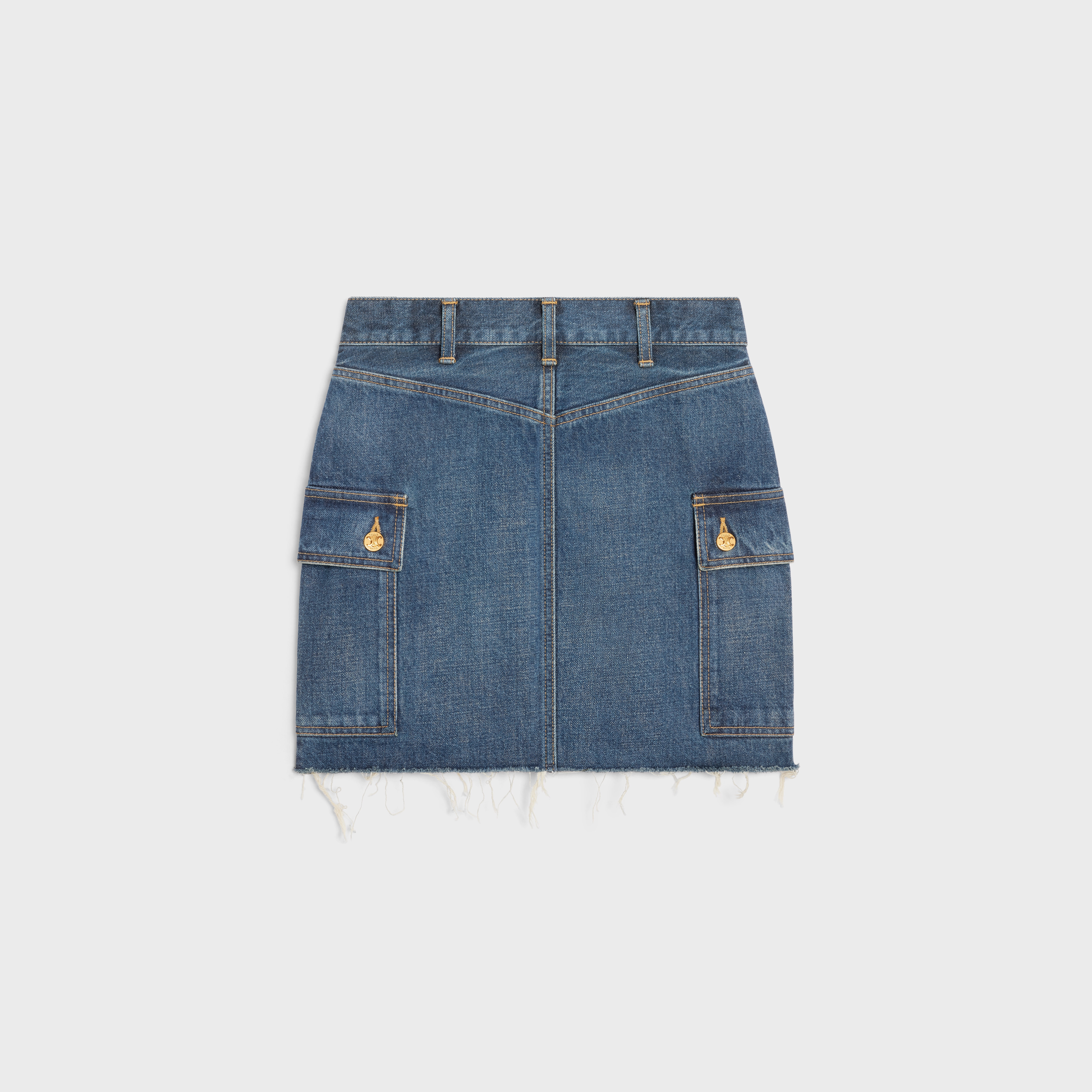 cargo mini skirt in dark union wash denim - 2