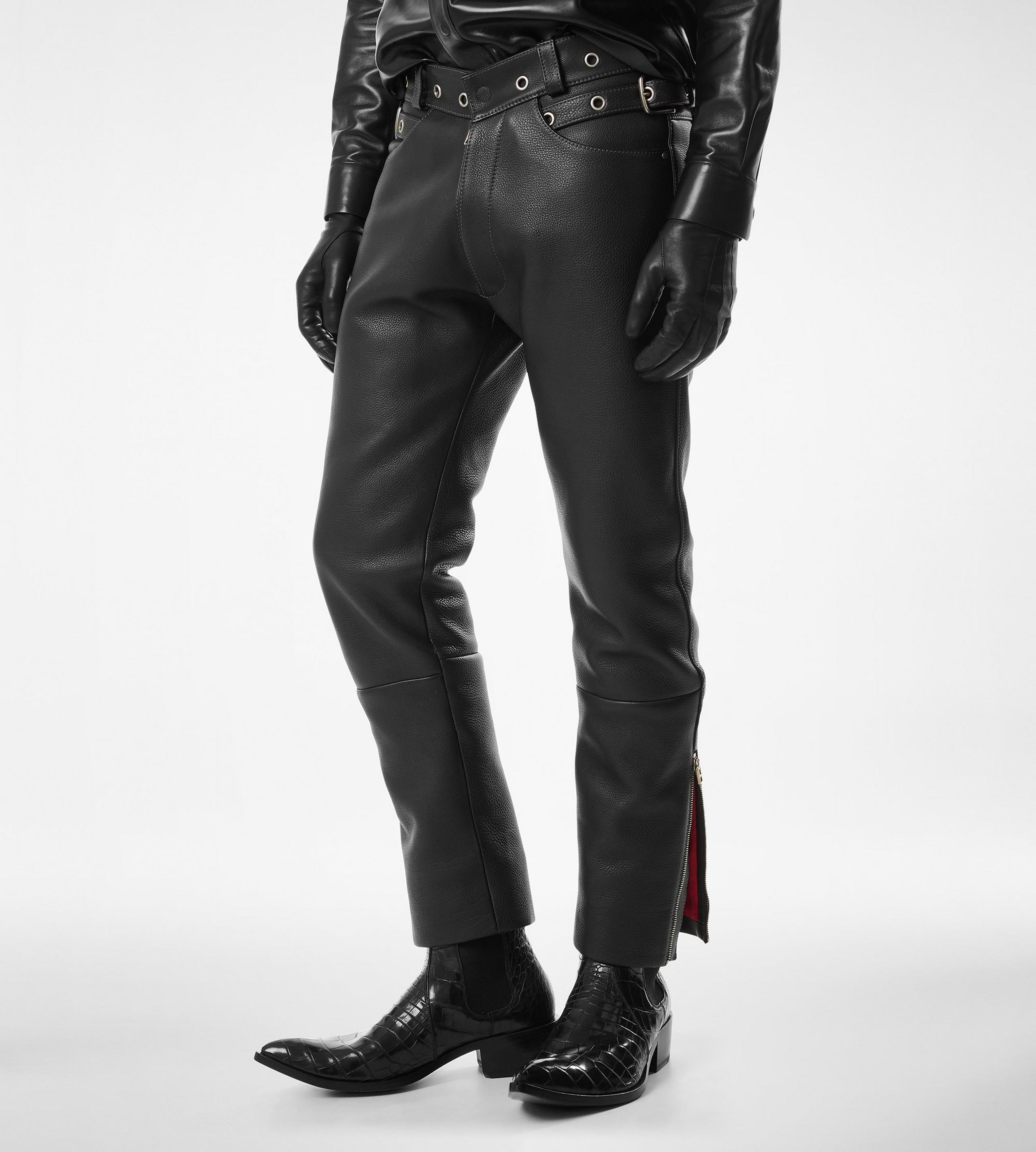 GRAIN LEATHER BIKER PANT - 4