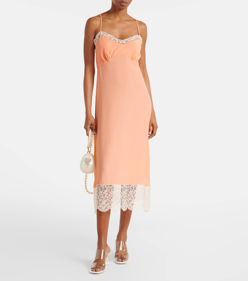 Simone Rocha Lace-trimmed crêpe de chine slip dress outlook