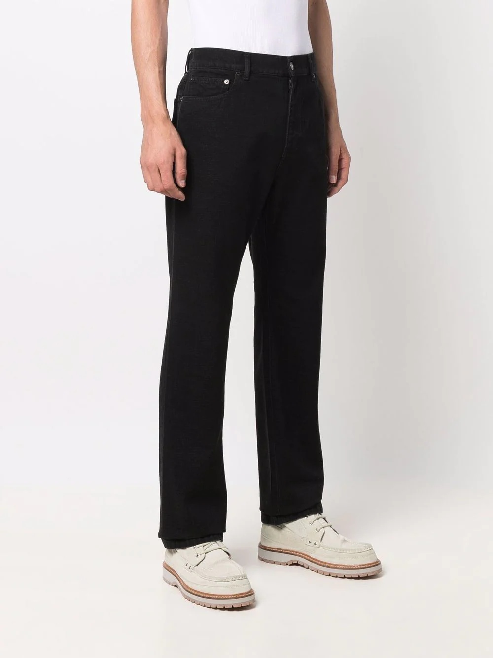 logo-patch straight-leg trousers - 3