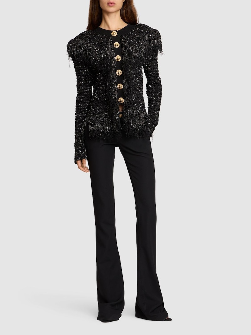 Glittered fringed tweed jacket - 2