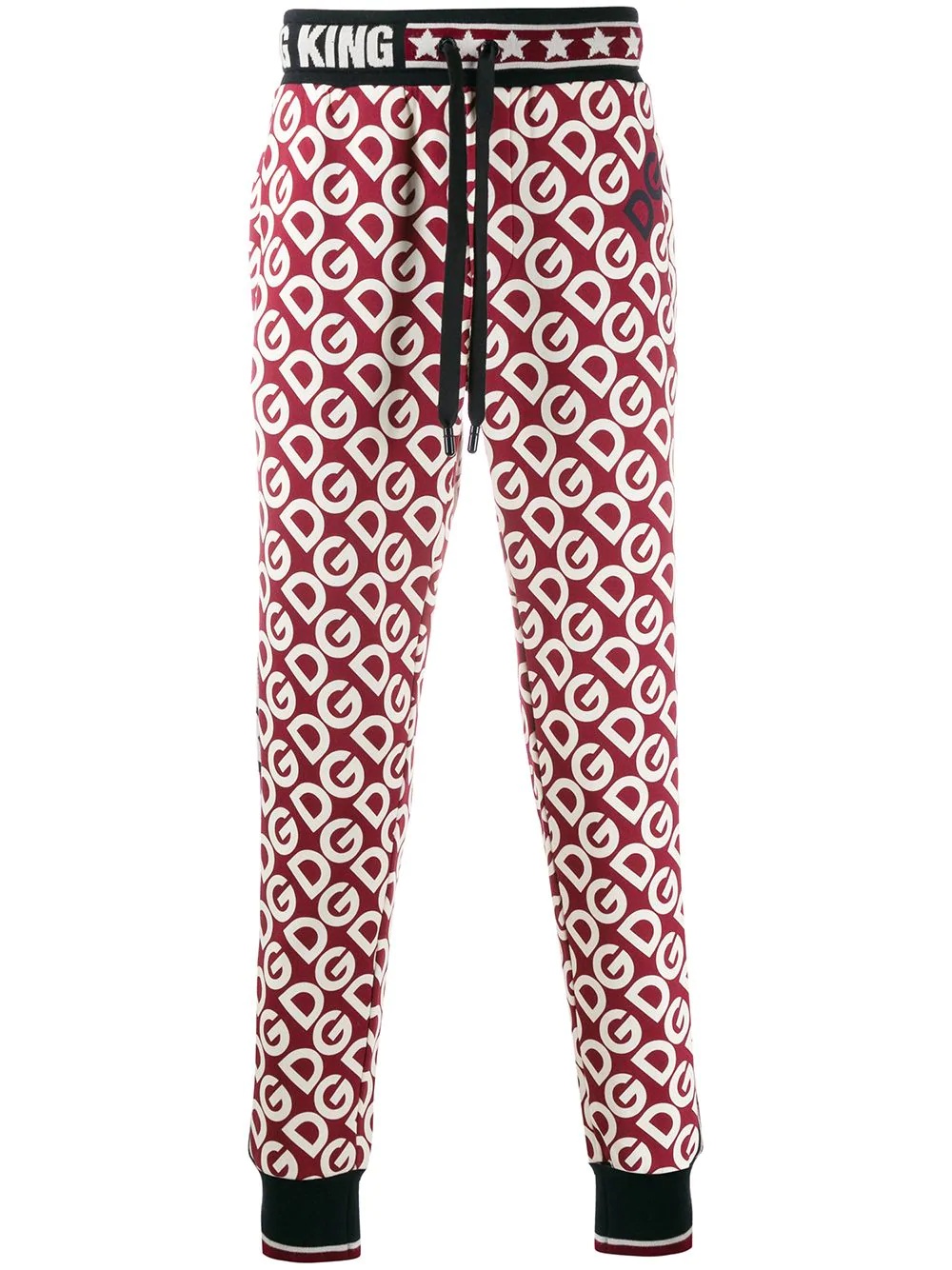 logo tape monogram print track pants - 1