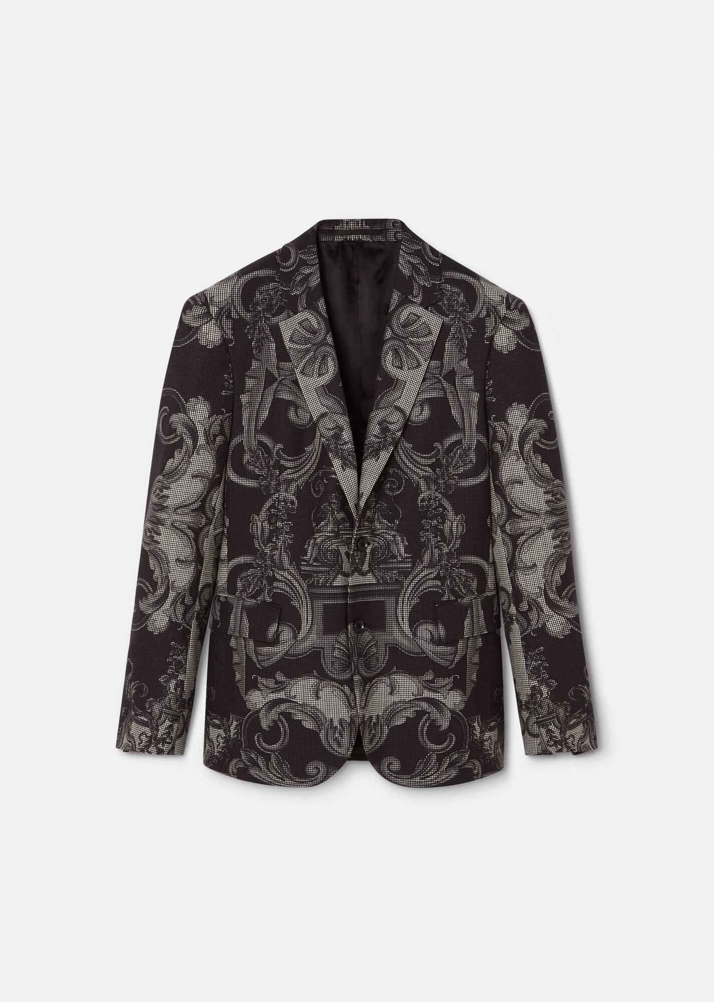 Silver Baroque Wool Blazer - 1