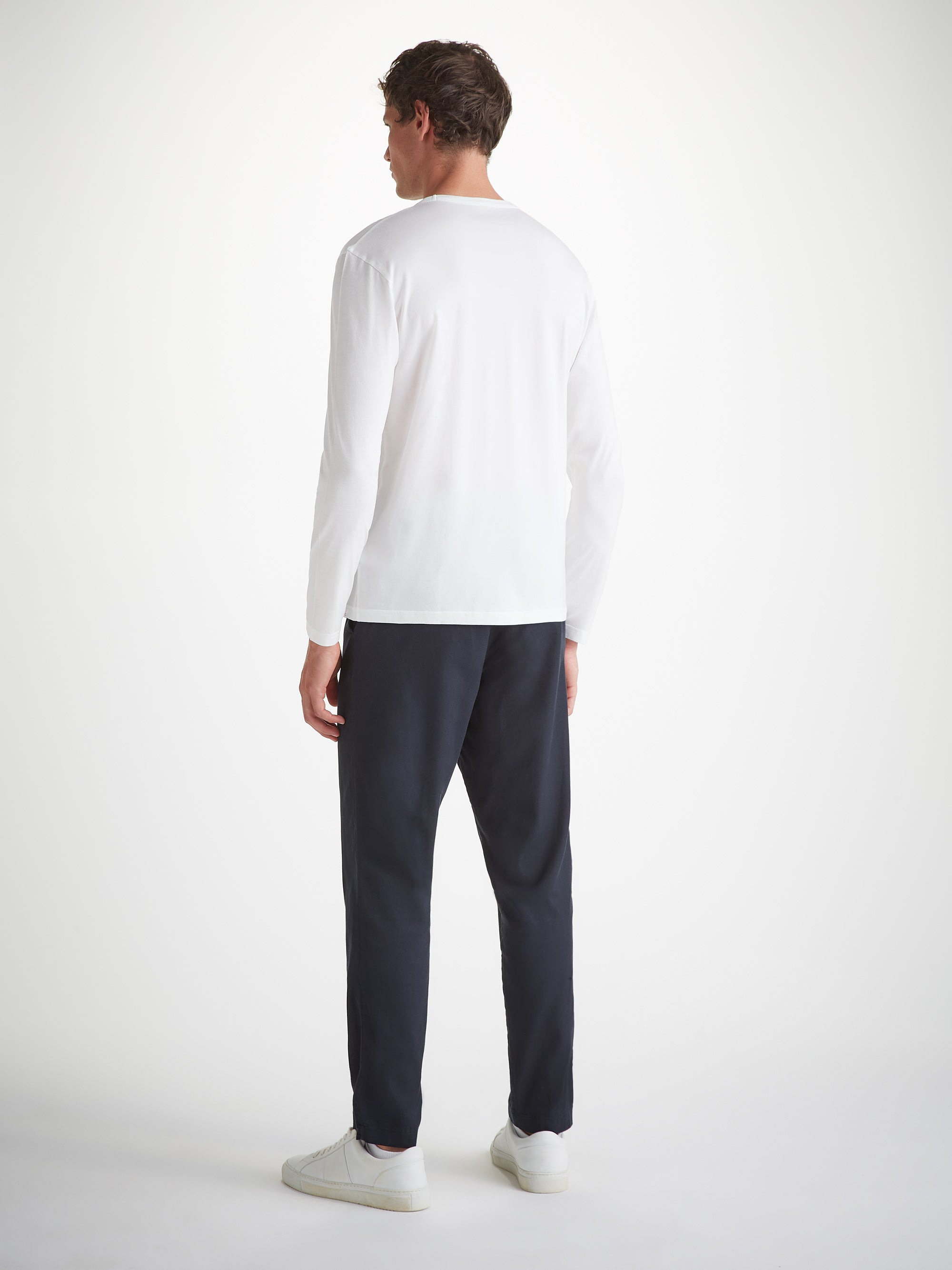 Men's Long Sleeve T-Shirt Barny Pima Cotton White - 4