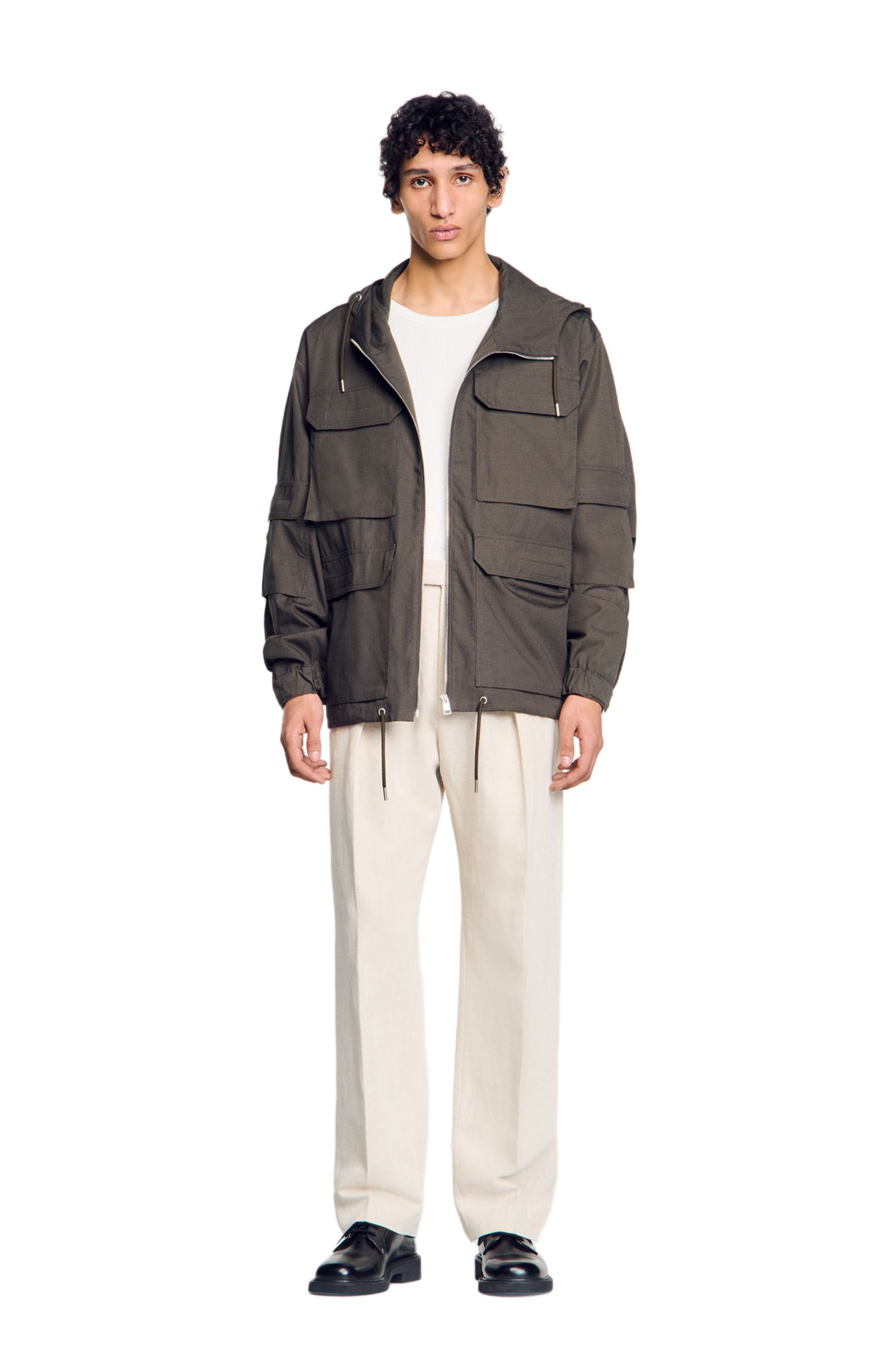 SANDRO Hooded military parka in Dark Kaki. at Nordstrom - 1