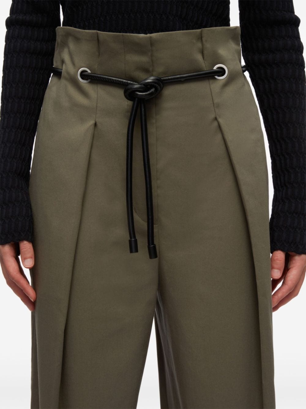 wide-leg belted cropped trousera - 6