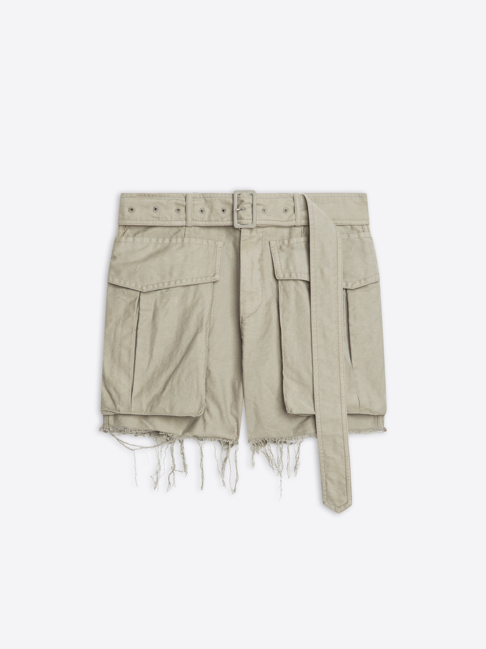 BELTED COTTON SHORTS - 1