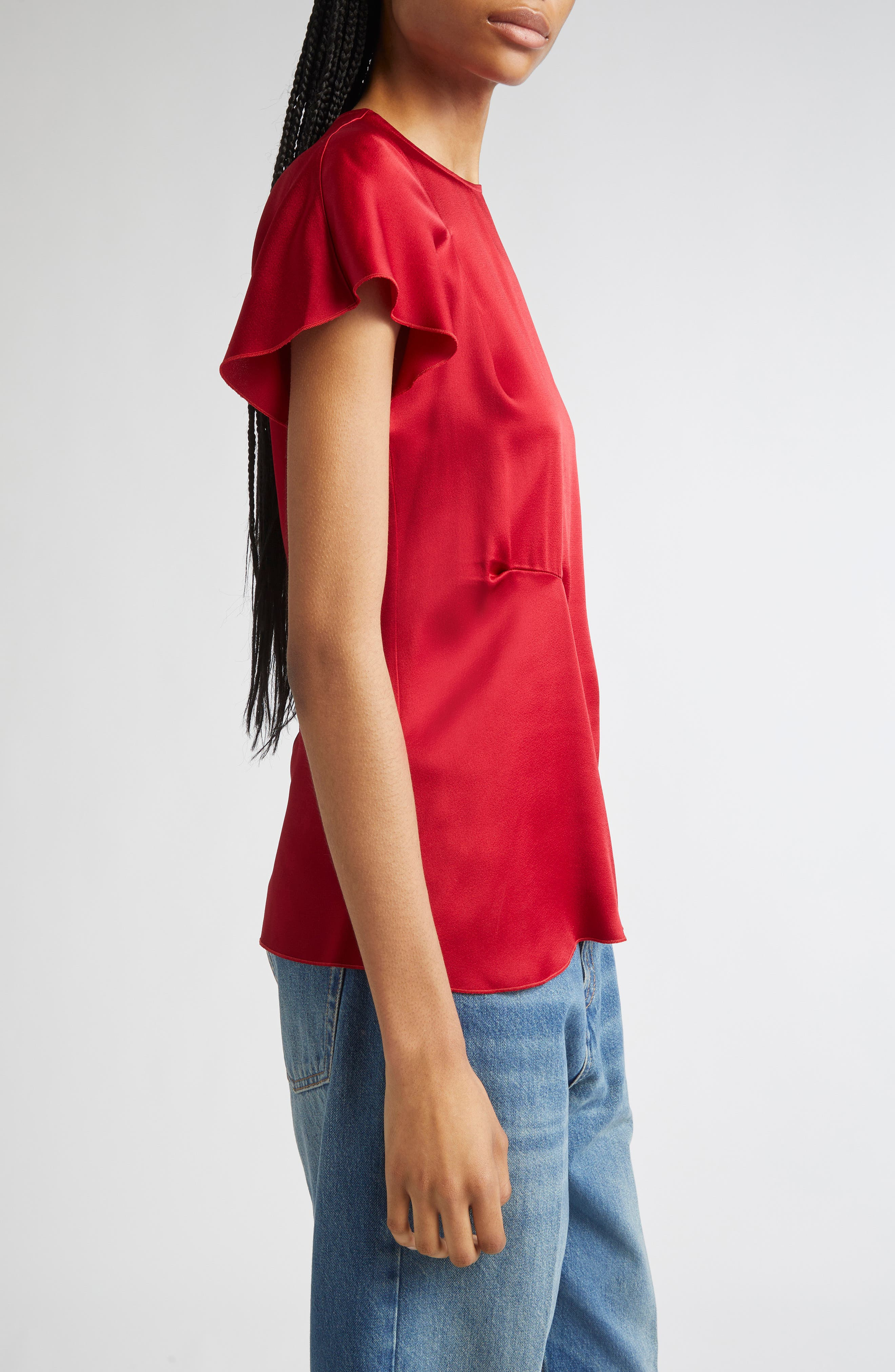 Victoria Beckham Draped Satin Top in Rose at Nordstrom - 4