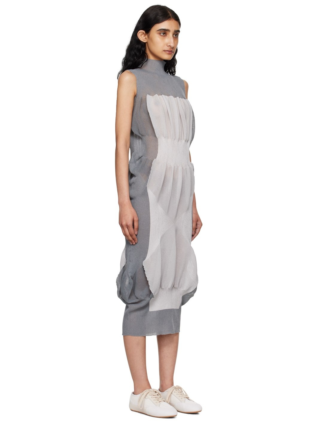 Gray Shaped Nude Midi Dress - 2