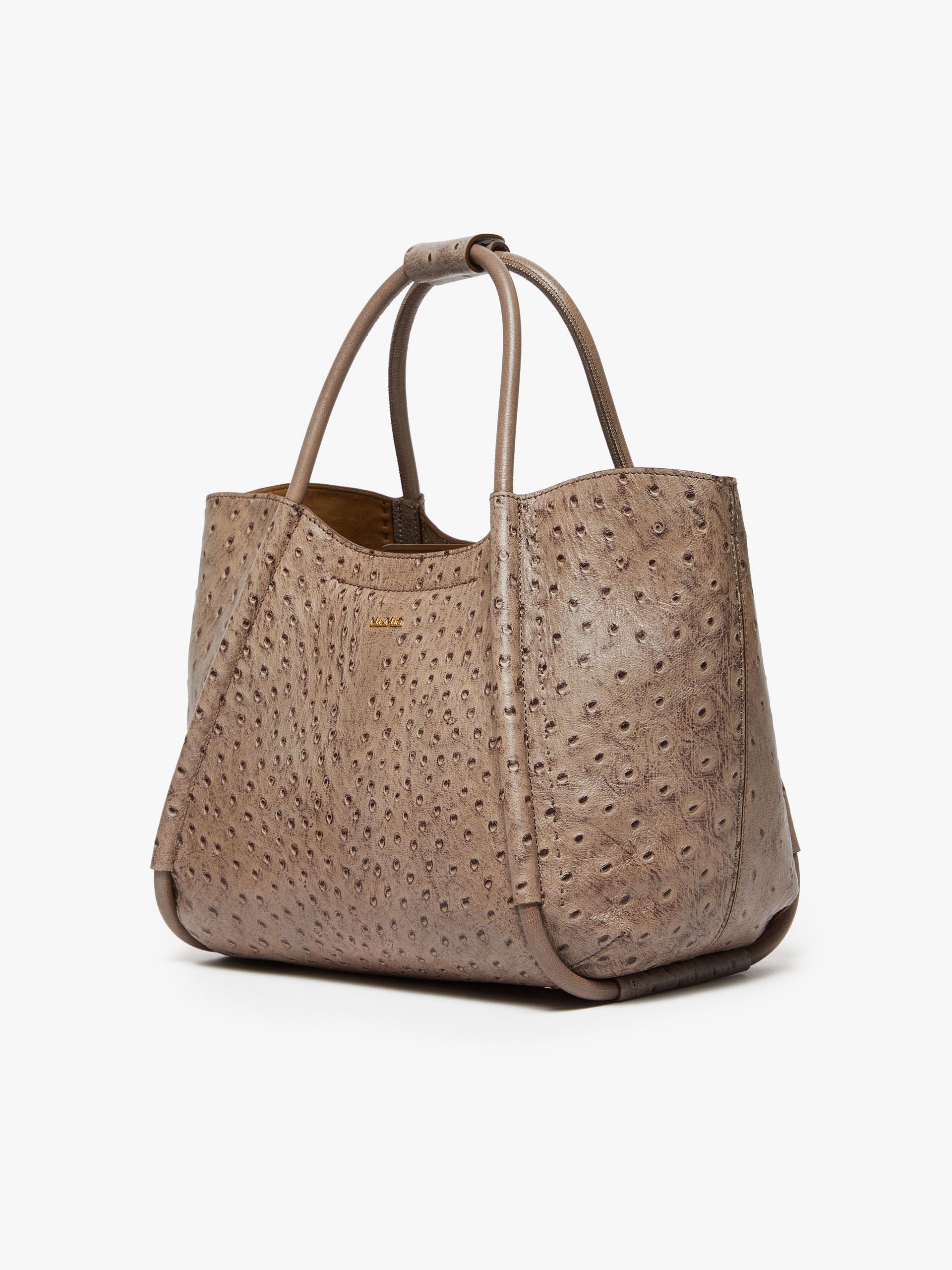 Max Mara MARINSOSTRICH Small ostrich-print leather Marine Bag 