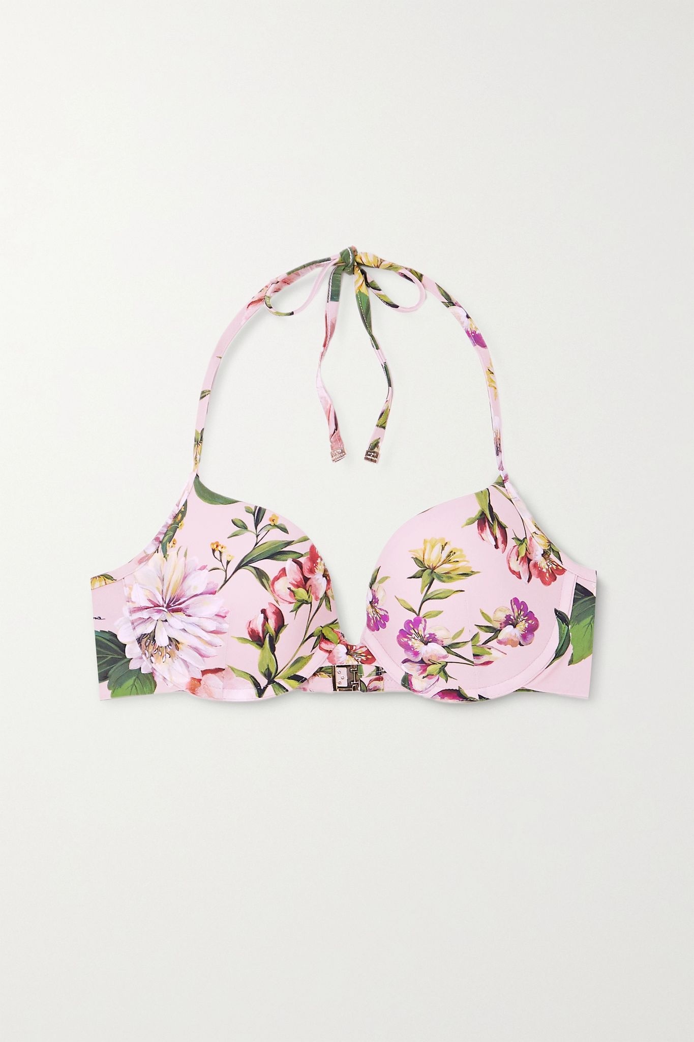 Floral-print underwired halterneck bikini top  - 1