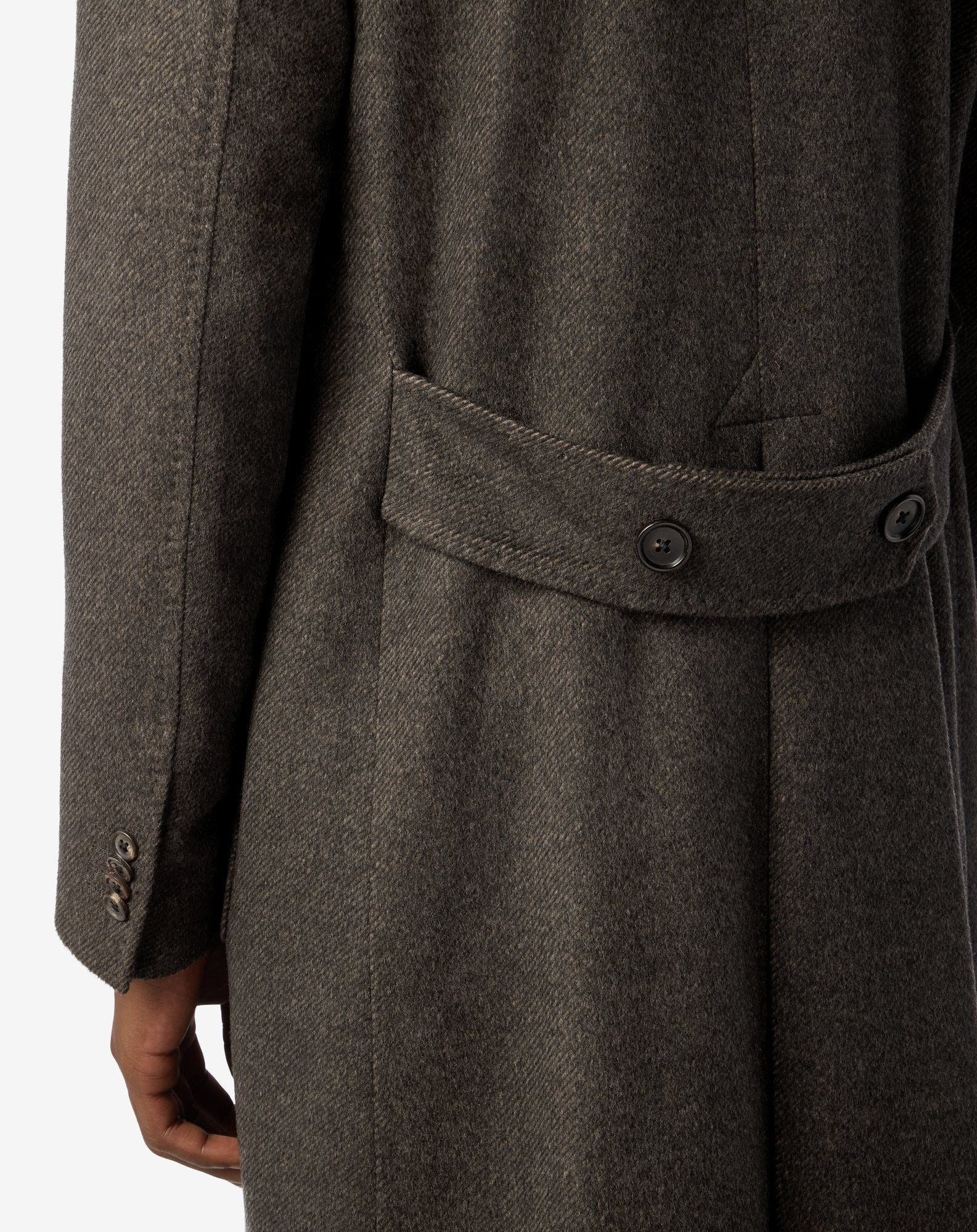 Brown Double-Breasted Coat in Wool Beaver and Cashmere - 5