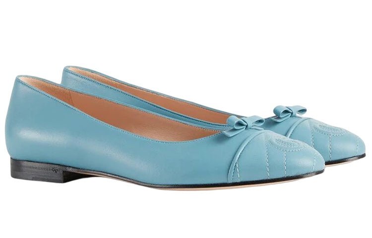 (WMNS) Gucci Ballet Flat With Double G Leather 'Sweet Blue' 680878-BKO60-4514 - 2