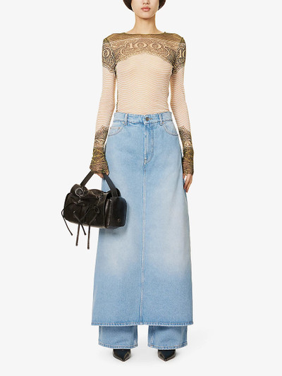 Jean Paul Gaultier Jeans brand-patch mid-rise denim maxi skirt outlook