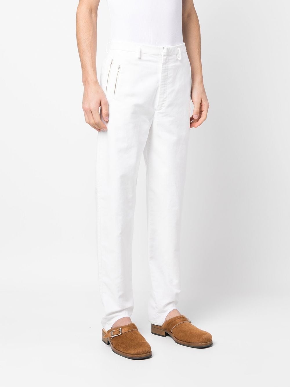 slim-cut cotton trousers - 4