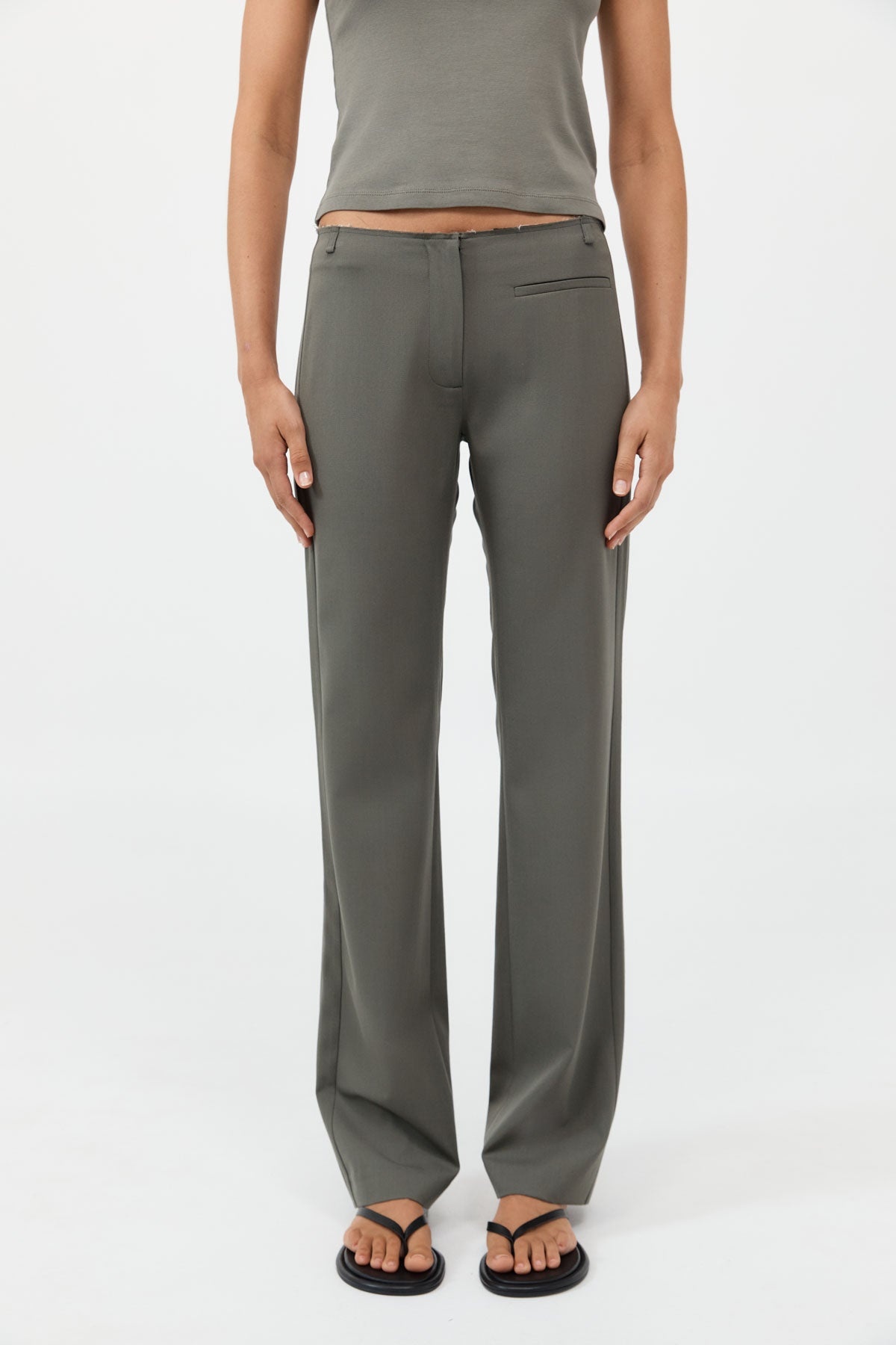 Raw Edge Pants - Smokey Olive - 4