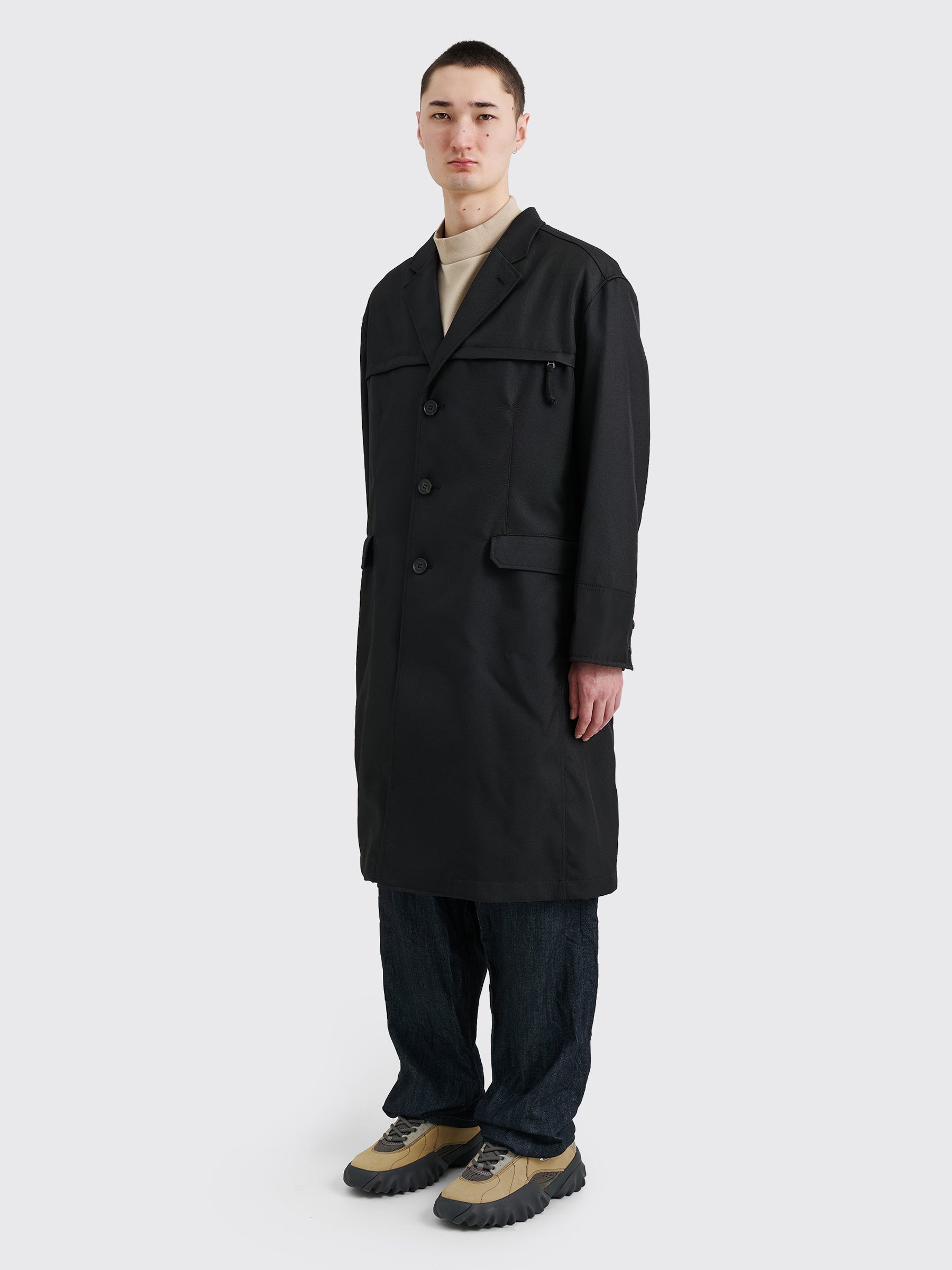 COMME DES GARÇONS HOMME NYLON RIP STOP PANEL COAT MIX BLACK - 2