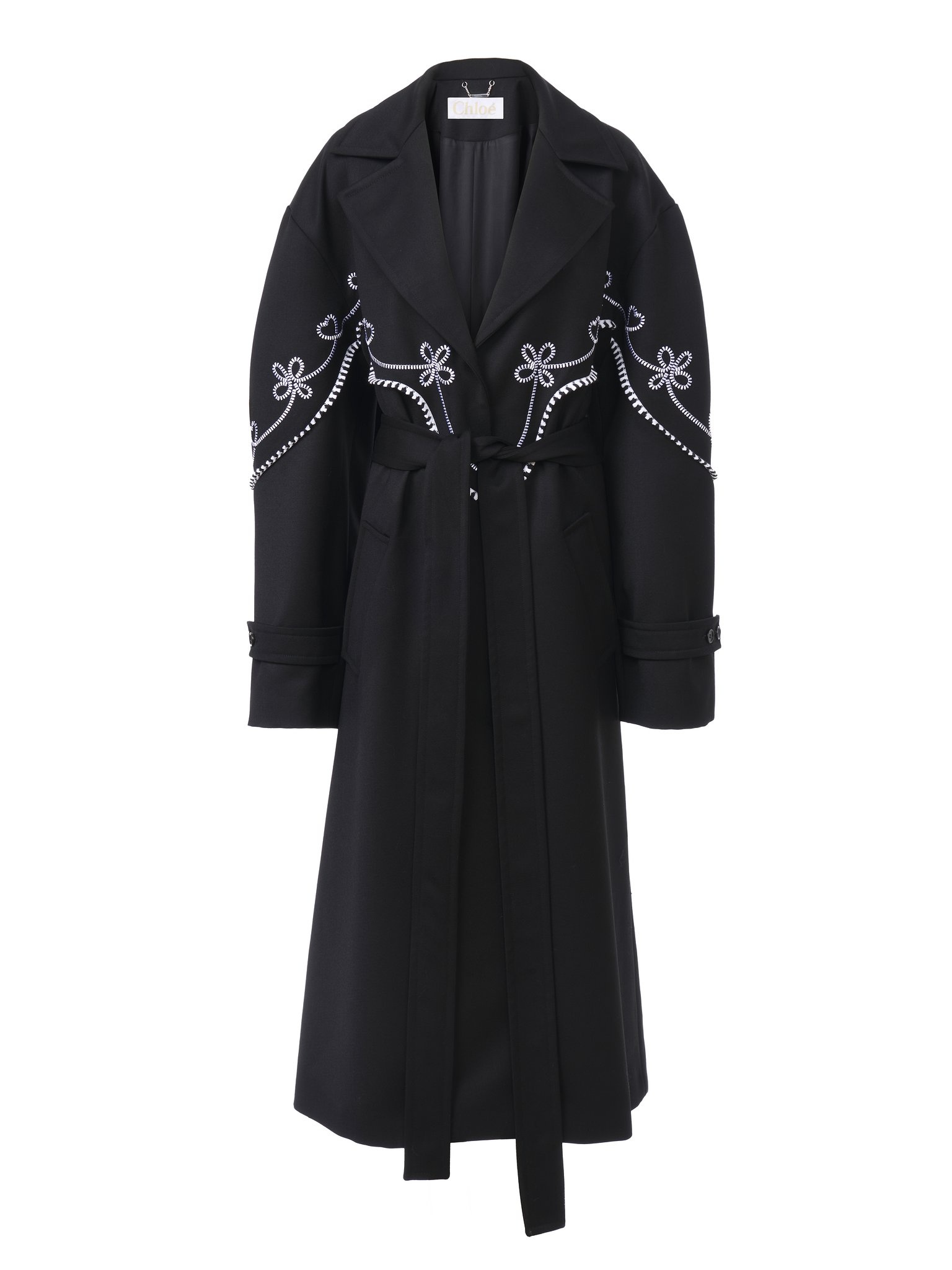EMBROIDERED LONG TRENCH COAT - 1
