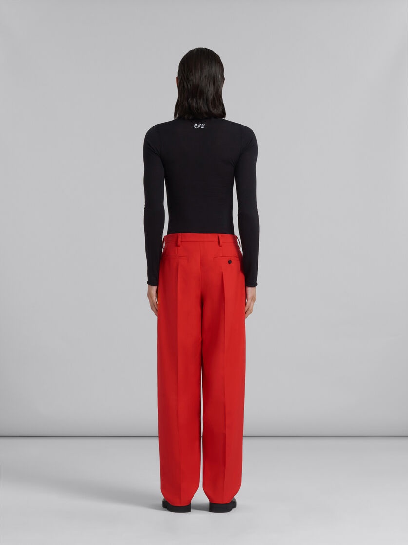 RED TROPICAL WOOL TAILORED TROUSERS - 3